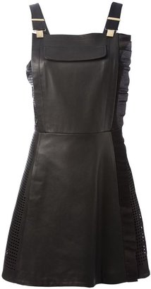 Ungaro perforated leather pinafore dress