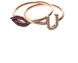 Aamaya by Priyanka Kiss You rose gold-plated double ring