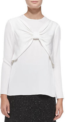 Milly Bow-Front Stretch-Silk Top