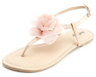 Charlotte Russe Chiffon Blossom T-Strap Sandal