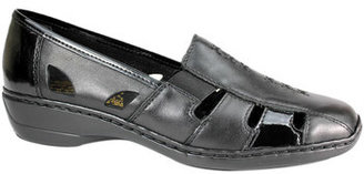 Rieker Ladies Slip On Trouser Shoe Black/Black Patent