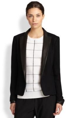 Theory Leandria Leather-Trimmed Blazer