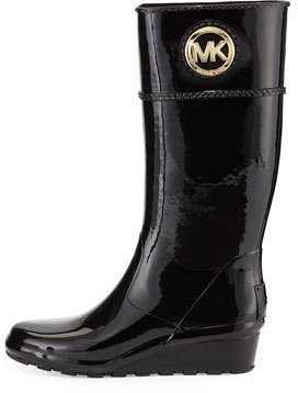 MICHAEL Michael Kors Stockard Rubber Wedge Rain Boot, Black