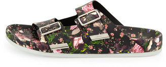 Givenchy Floral Double-Strap Footbed Sandal, Rose