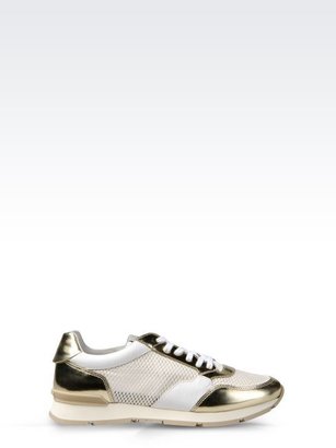 Giorgio Armani Sneaker In Leather And Mesh