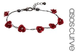ASOS CURVE Rose Wire Bracelet - Red