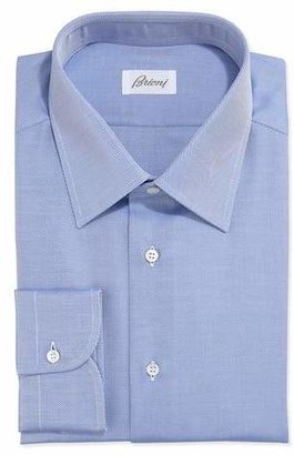 Brioni Twill Dress Shirt, Blue