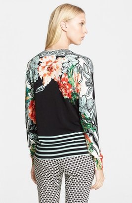 Etro Floral Print Stretch Silk Sweater
