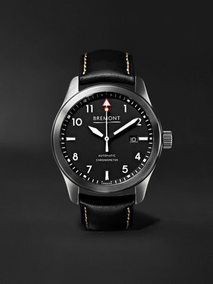 Bremont SOLO Black Automatic 43mm Stainless Steel and Leather Watch, Ref. SOLO43-WH-R-S - Men - Black