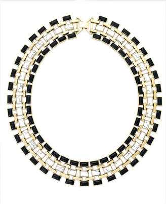 House Of Harlow Gold-Tone Black White Mosaic Collar Necklace