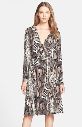 Donna Morgan Snakeskin Print Faux Wrap Jersey Dress