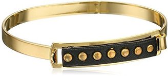 a.v. max Black Stud Leather Small ID Bangle Bracelet