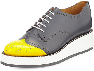 Angela The Office of Scott Cap-Toe Perforated Leather Oxford, Overcast