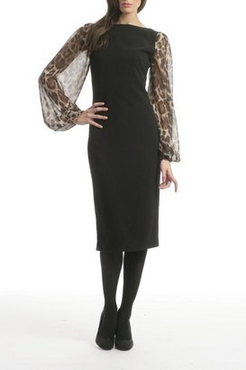 Badgley Mischka Black-Leopard Dress