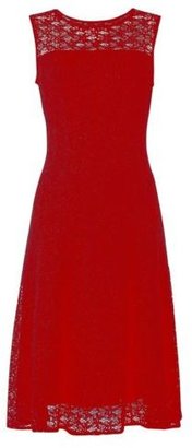 Roman Originals - Flared Lace Dress Daywear Smart Skater Occasion Ladies Red
