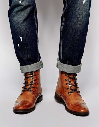 ASOS Brogue Boots In Leather