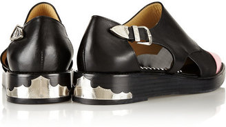 Toga Cutout leather and mesh monk-strap loafers