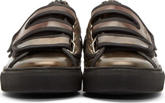 Raf Simons Sterling Ruby Brown Leather Velcro Sneakers