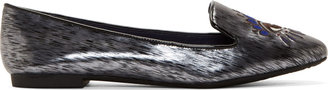 Kenzo Silver Embroidered Eye Loafers
