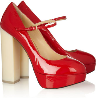 Charlotte Olympia Marple patent leather Mary-Jane pumps
