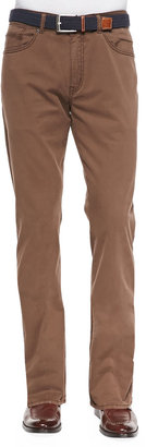 Peter Millar Satin-Stretch Five-Pocket Pants, Brown