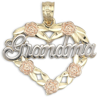 JCPenney FINE JEWELRY Grandma Heart & Roses Charm 14K Gold