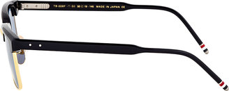 Thom Browne Navy Shiny 18K Gold Horn Rim Sunglasses