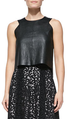 Milly Leather Angular Shell Top