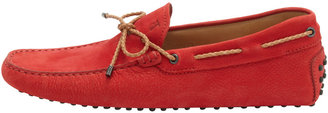 Tod's Nubuck Braided-Tie Driver, Red