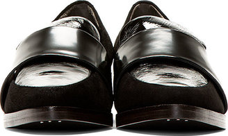 3.1 Phillip Lim Black Suede & Patent Leather Quinn Loafers
