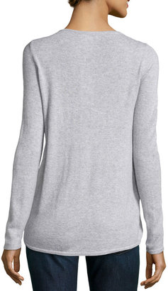 Design History Cashmere-Blend Zip-Detailed Sweater, Moonbeam Heather Gray