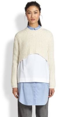 Thakoon Cropped Wool Hi-Lo Sweater