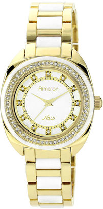 Swarovski Armitron Now Womens Crystal-Accent Ceramic Link Bracelet Watch