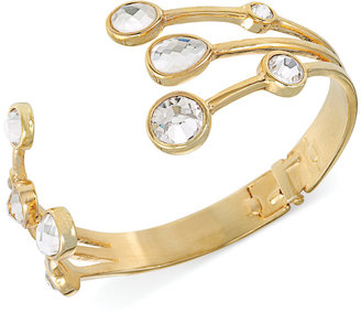 Carolee 12k Gold-Plated 3-Row Crystal Stone Cuff Bracelet