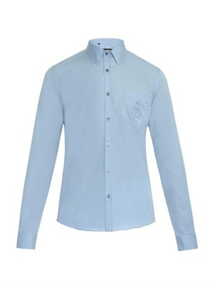 Gucci Embroidered-crest cotton shirt