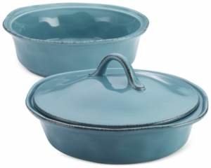 Rachael Ray Cucina Stoneware 3-Piece Round Casserole Set with Shared Lid