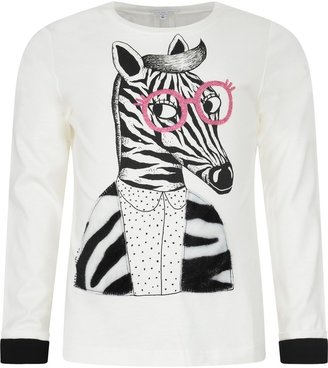 Little Marc Jacobs Girls Ivory Zebra Print Top