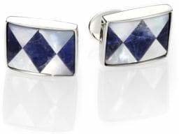 David Donahue Sterling Silver, Sodalite & Mother Of Pearl Cuff Links