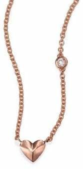 Sydney Evan Diamond & 14K Rose Gold Mini Heart Charm Necklace
