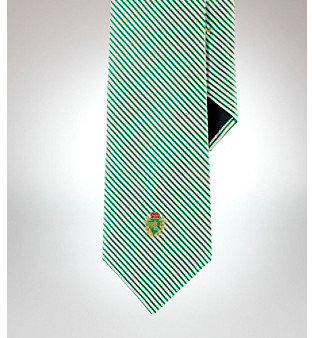 Lauren Ralph Lauren Men's Green 'Signature Crest' Striped Silk Tie