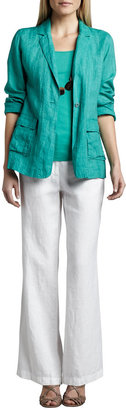 Eileen Fisher Handkerchief Linen Notch-Collar Jacket, Organic Cotton Tank & Heavy Linen Trousers, Women's
