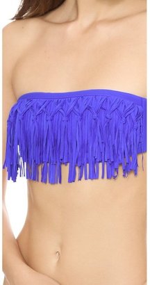 L-Space Dolly Knotted Fringe Bandeau Bikini Top