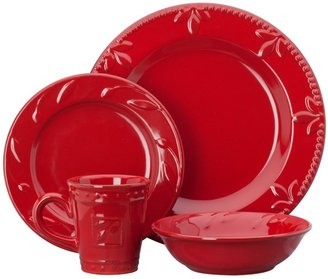 Signature Housewares Sorrento Stoneware 4-Piece Dinnerware Set, Ruby