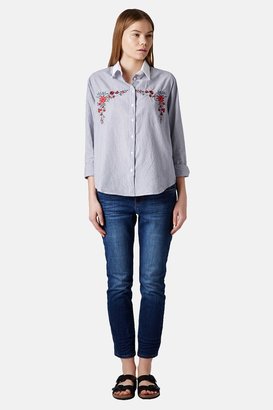 Topshop Embroidered Cotton Shirt
