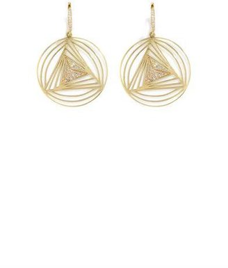 Ileana Makri Diamond & yellow gold geometry earrings