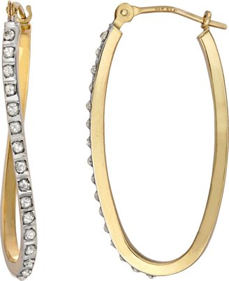 Unbranded Diamond Fascination 14k Gold Diamond Accent Wavy Oval Hoop Earrings