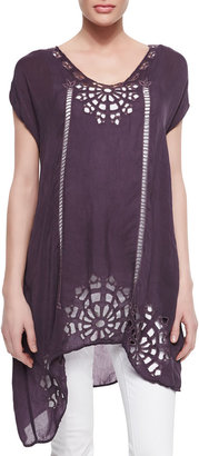 Johnny Was Collection Biz Embroidered Short-Sleeve Tunic