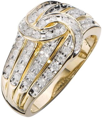Love DIAMOND 9 Carat Yellow Gold 50 Point Diamond Four Row Knot Ring