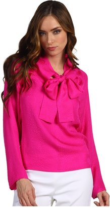 See by Chloe L/S Neck Tie Button Up Blouse (Fuchsia) - Apparel