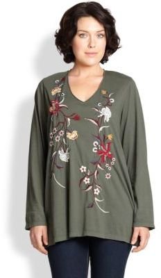 Johnny Was Johnny Was, Sizes 14-24 Airlea Lace-Back Tunic